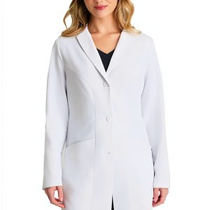Flourish Lab Coat Women’s White 2‑Way Stretch Moisture‑Wicking Coat-0