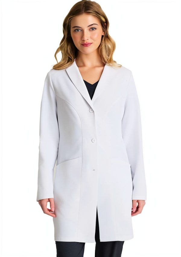 Flourish Lab Coat Women’s White 2‑Way Stretch Moisture‑Wicking Coat-0
