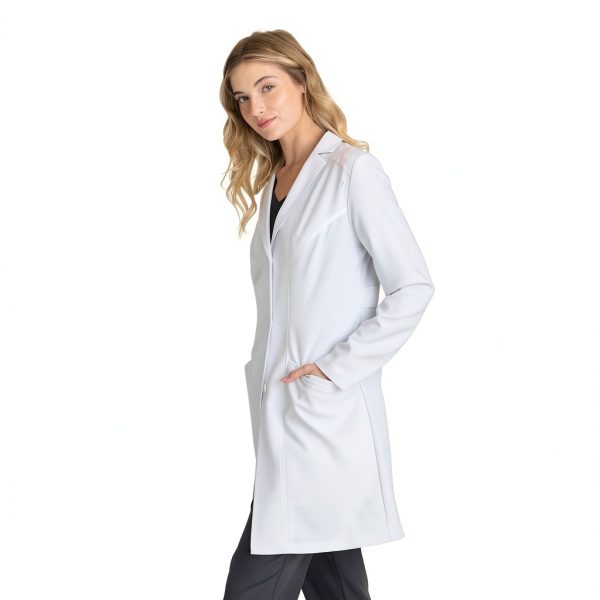 Flourish Lab Coat Women’s White 2‑Way Stretch Moisture‑Wicking Coat-2