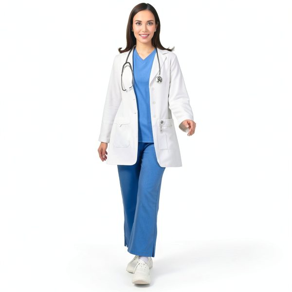 Women's Lab Coat Utopia Wear White Medium Size Professional Twill Coat-4