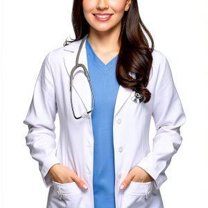 Women's Lab Coat Utopia Wear White Medium Size Professional Twill Coat-0