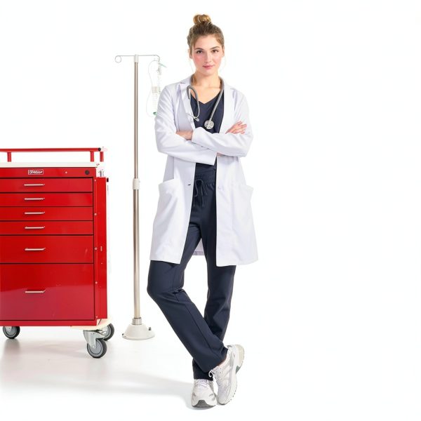Flourish Lab Coat Women’s White 2‑Way Stretch Moisture‑Wicking Coat-5