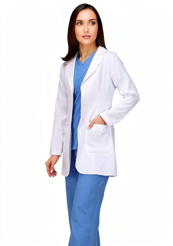 Women's Lab Coat Utopia Wear White Medium Size Professional Twill Coat-2
