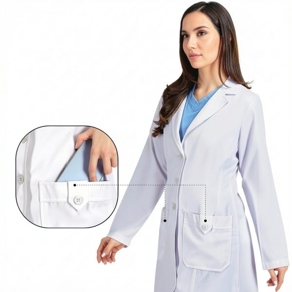 Women's Lab Coat Utopia Wear White Medium Size Professional Twill Coat-3
