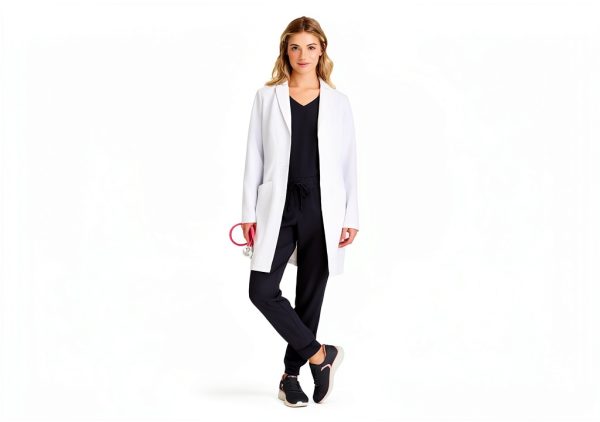 Flourish Lab Coat Women’s White 2‑Way Stretch Moisture‑Wicking Coat-3