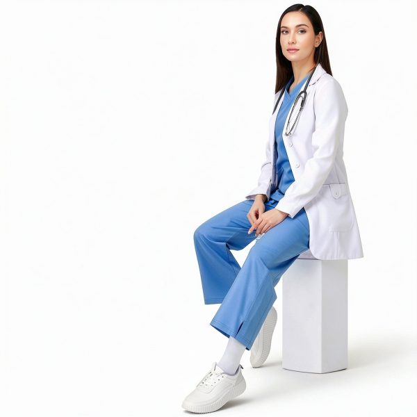 Women's Lab Coat Utopia Wear White Medium Size Professional Twill Coat-5