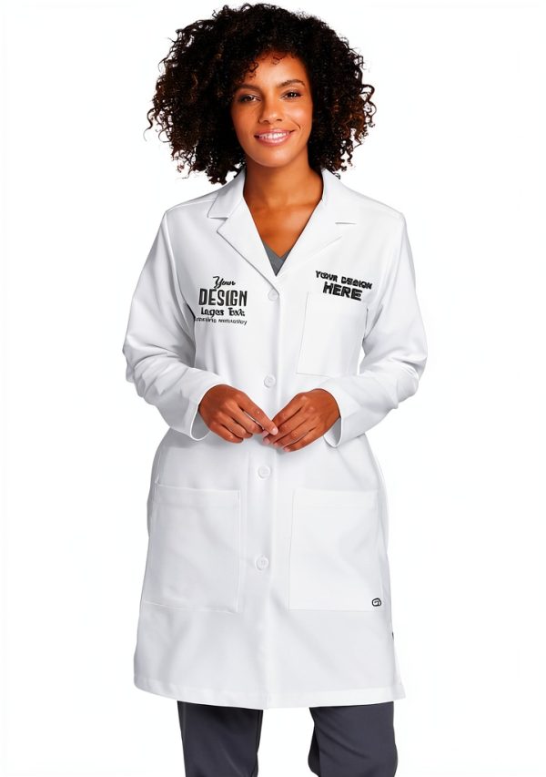 Custom Women Lab Coat WW4172 White Ink Stitch Embroidered Logo-2
