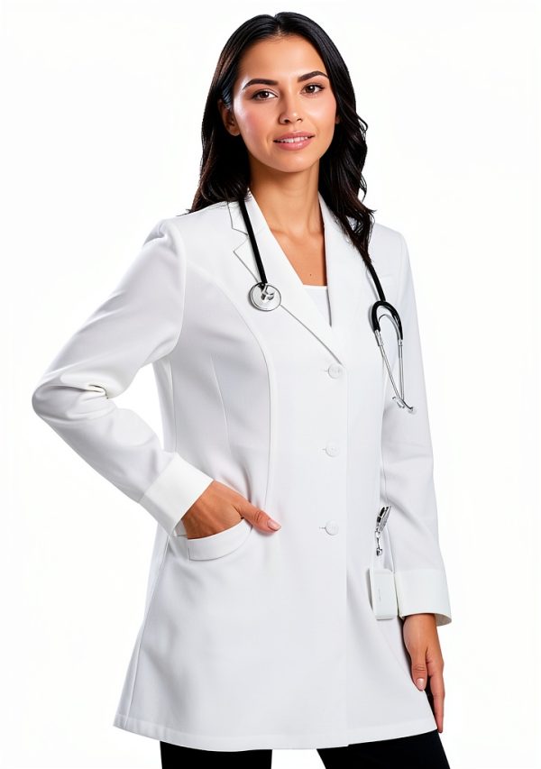 Professional White Lab Coat Long Sleeve – Premium Fabric Tailored Fit-2