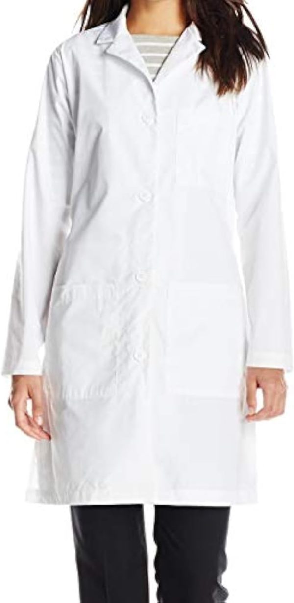WonderWink Women's Wonderlab Long Lab Coat White Premium Blend Sizes-0