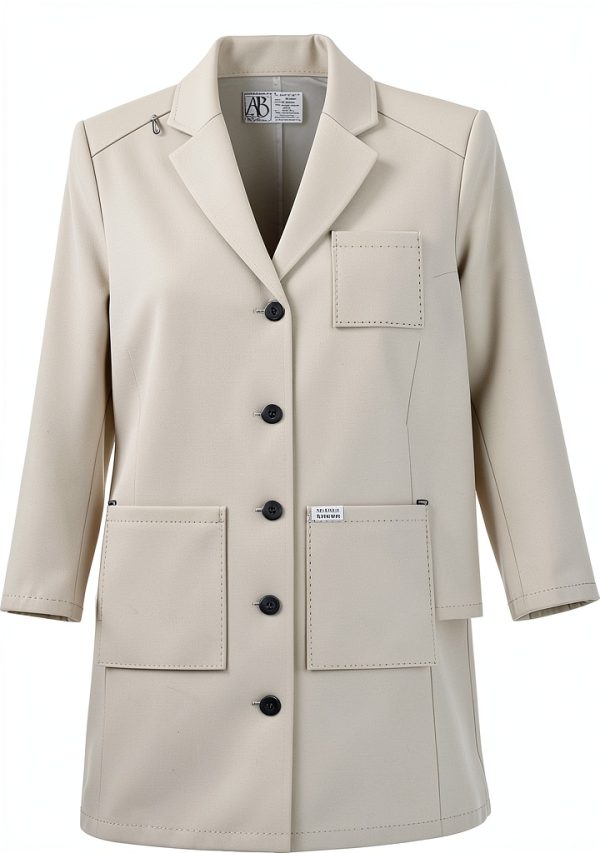 Cherokee Women Lab Coat with Button Front, 3 Pocket, White-5