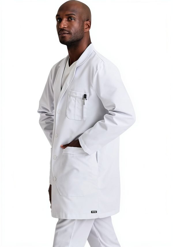 Grey's Anatomy Men's 5 Pocket 37" White Lab Coat Modern Fit-2