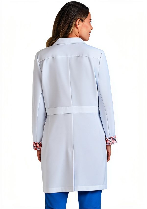 KOI Essentials Women's Pearlescent Button-Front 4 Pocket Lab Coat34.5"-1