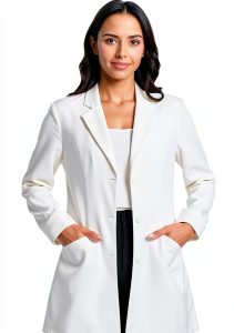 Professional White Lab Coat Long Sleeve – Premium Fabric Tailored Fit-0