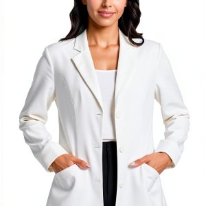 Professional White Lab Coat Long Sleeve – Premium Fabric Tailored Fit-0