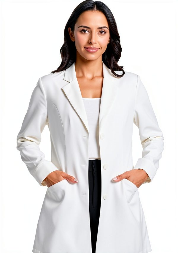 Professional White Lab Coat Long Sleeve – Premium Fabric Tailored Fit-0