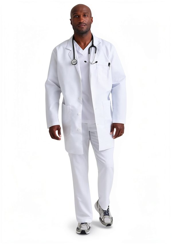 Grey's Anatomy Men's 5 Pocket 37" White Lab Coat Modern Fit-3