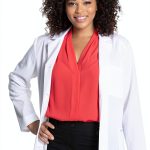 Cherokee Women Lab Coat with Button Front, 3 Pocket, White-0