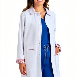KOI Essentials Women's Pearlescent Button-Front 4 Pocket Lab Coat34.5"-0