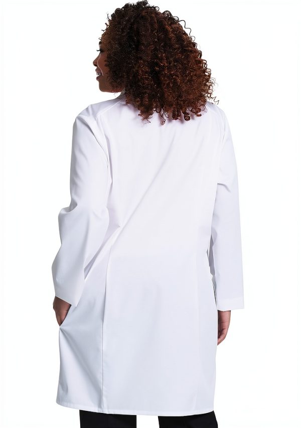 Cherokee Women Lab Coat with Button Front, 3 Pocket, White-3