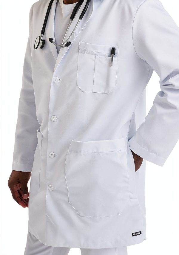 Grey's Anatomy Men's 5 Pocket 37" White Lab Coat Modern Fit-4
