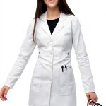 Adar Universal Stretch Women Lab Coat - White 36in Tab-Waist-0