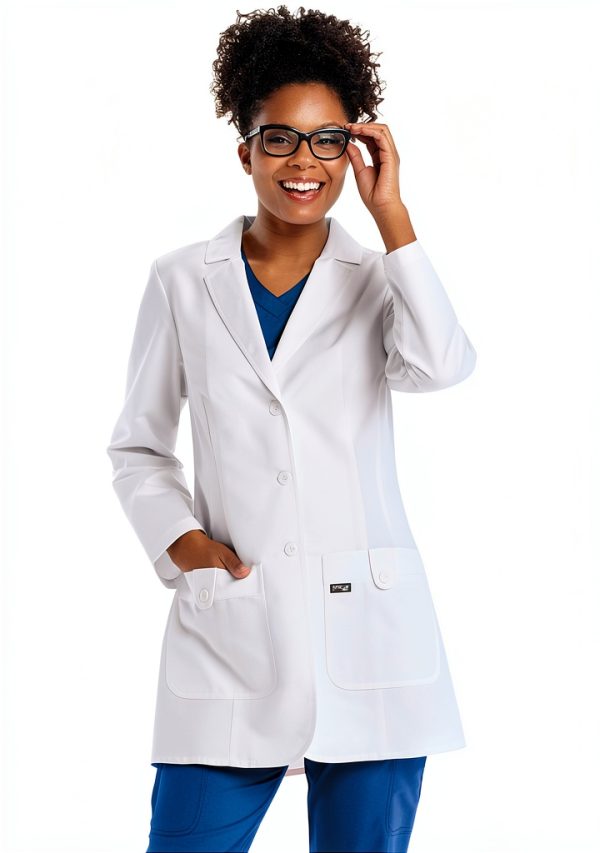 BARCO Grey's Anatomy Scrubs Hannah Lab Coat Long Sleeve 31.5" White-6