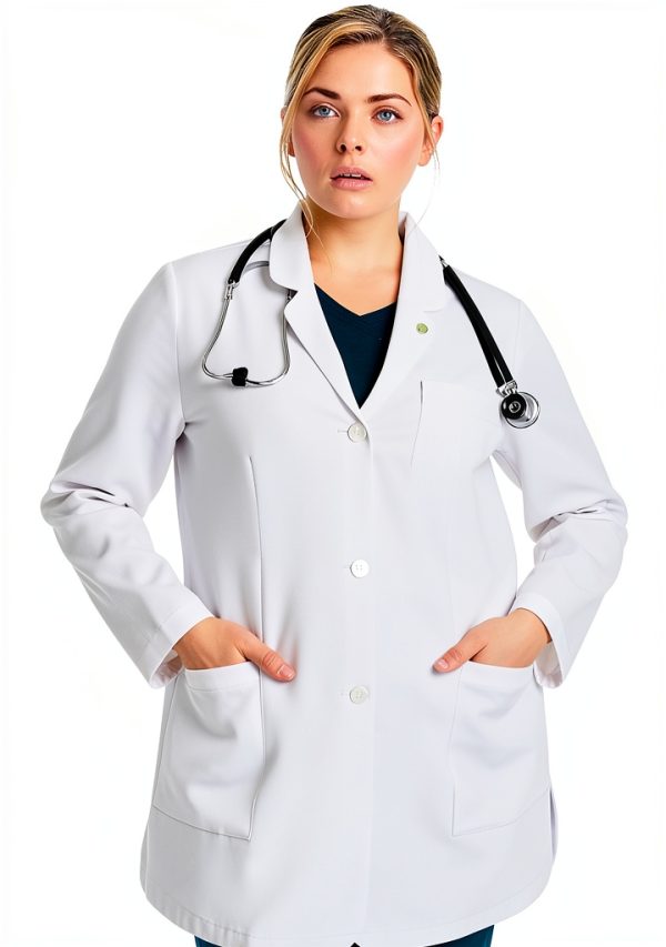 Healing Hands Lab Coat For Woman White Coat Fiona with 4 Pockets, Fluid Barrier, Easy Care, and 360° Stretch Fabric 5101-0